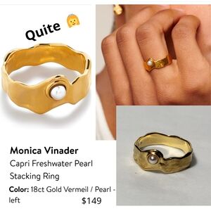 Monica Vinader Gold Vermeil Pearl Stacking Ring. #94